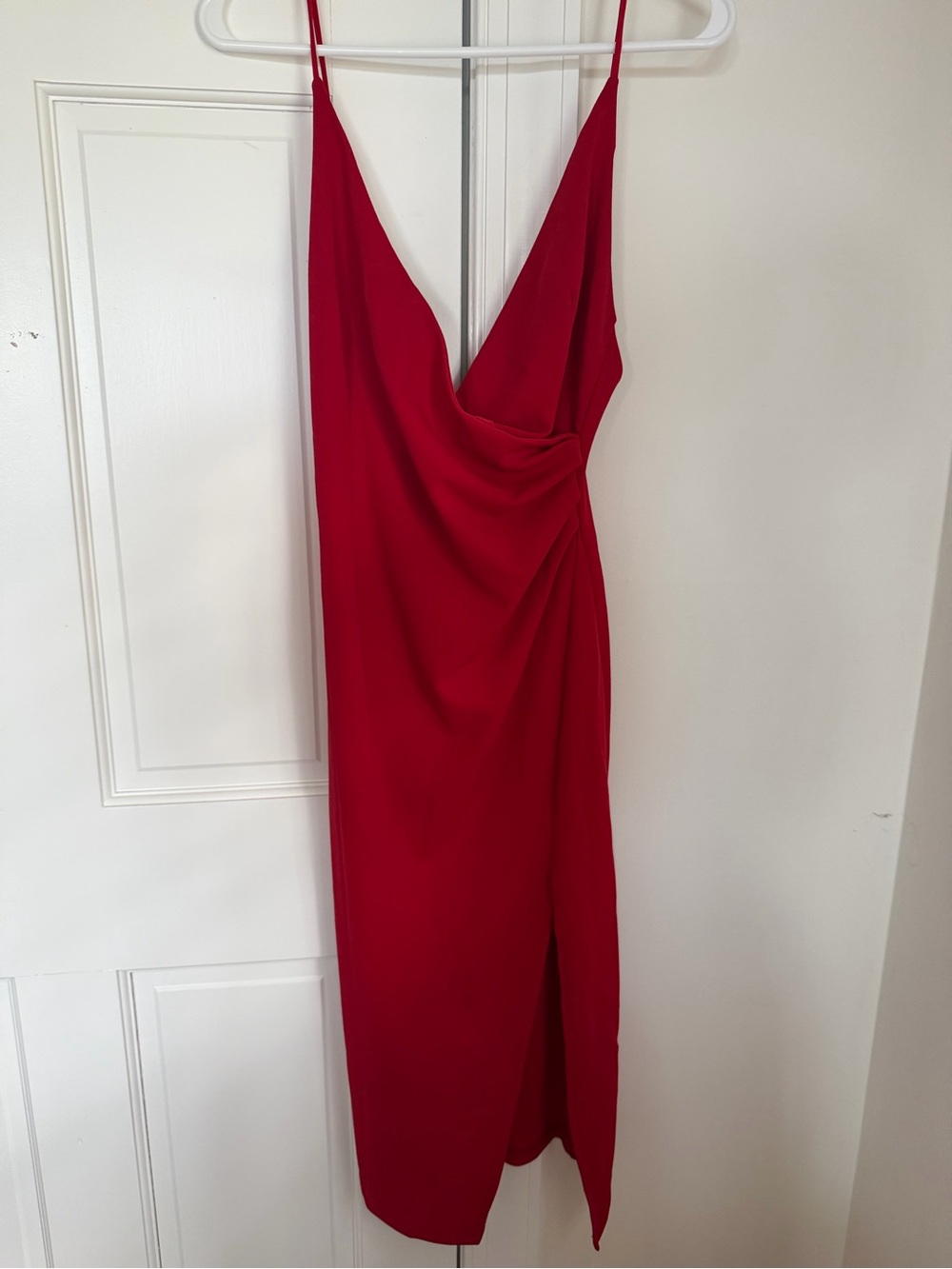 Hello Molly Red Cowl Neck Slip Midi Dress